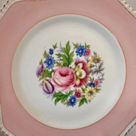 Vintage Simpsons‎ Ambassador Ware Pink Floral Plates England Gold Trim Pair - Picture 5 of 6